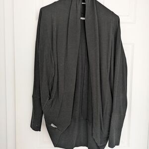 Black Open Front Draped Cardigan